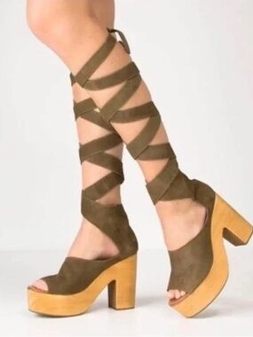 Free People Touch the Sky Platform Sandals Wooden Heel Boho Festival Size 40